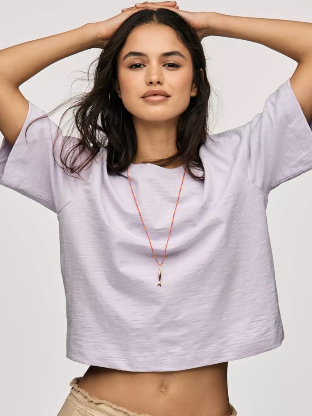 Anthropologie The Corey Short-Sleeve Boxy Tee by Maeve in Lilac, XS